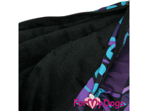 Obleček pro fenky – extra teplý zimní overal VIOLET TONES od For My Dogs z voduodpuzujícího materiálu. Fleecová antistatická podšívka, zateplený sinteponem (7)