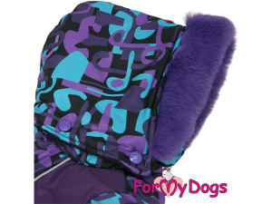 Obleček pro fenky – extra teplý zimní overal VIOLET TONES od For My Dogs z voduodpuzujícího materiálu. Fleecová antistatická podšívka, zateplený sinteponem (8)