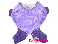   Obleček pro psy – zateplený zimní overal WAVES od For My Dogs z voduodpuzujícího materiálu s plyšovou podšívkou. Barva fialová. (3)