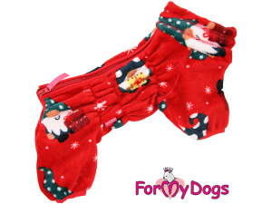  Obleček pro fenky – jednovrstvý plyšový overal XMAS ELF od ForMyDogs vhodný i do suchého chladnějšího počasí nebo na domácí nošení