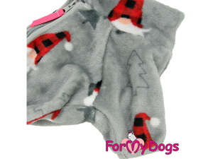  Obleček pro psy – jednovrstvý plyšový overal XMAS ELF od ForMyDogs vhodný i do suchého chladnějšího počasí nebo na domácí nošení (3)