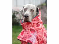   Extra zateplený outdoorový zimní obleček pro psy HURTTA. Voděodolný a snadno udržovatelný materiál, termoizolační folie udržující teplo, 3M reflexní prvky. Barva červená, vzor CORAL CAMO. (FOTO 3)