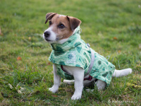  Extra zateplený outdoorový zimní obleček pro psy HURTTA. Voděodolný a snadno udržovatelný materiál, termoizolační folie udržující teplo, 3M reflexní prvky. Barva zelená, vzor PARK CAMO. (FOTO)