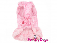  Obleček pro fenky od ForMyDogs – růžový kabátek PINK FUR. Kožešinová podšívka, na zádech zdobený krajkou. (2)