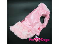  Obleček pro fenky od ForMyDogs – růžový kabátek PINK FUR. Kožešinová podšívka, na zádech zdobený krajkou. (8)