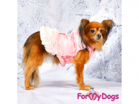  Obleček pro fenky od ForMyDogs – růžový kabátek PINK FUR. Kožešinová podšívka, na zádech zdobený krajkou. (5)