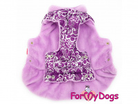  Obleček pro psy i fenky od FMD – kabát PURPLE z voduodpuzujícího materiálu. Bunda je zateplená sinteponem a má kožešinovou podšívku. (3)