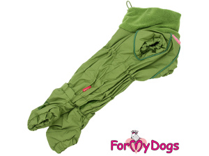  Nový typ zatepleného zimního oblečku pro psy jezevčíků – teplý overal GREEN od ForMyDogs (2)