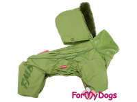  Nový typ zatepleného zimního overalu pro psy GREEN od For My Dogs určený pro chladný podzim i studenou zimu (odepínací kapuce)