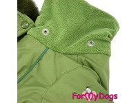  Nový typ zatepleného zimního overalu pro psy GREEN od For My Dogs určený pro chladný podzim i studenou zimu (detail límce)