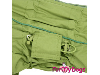  Nový typ zatepleného zimního overalu pro psy GREEN od For My Dogs určený pro chladný podzim i studenou zimu, detail nastavovacích gumiček