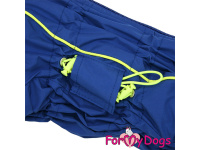  Nový typ zatepleného zimního overalu pro psy KING od For My Dogs určený pro chladný podzim i studenou zimu, detail nastavitelných gumiček