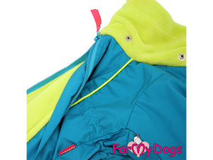  Nový typ zatepleného zimního overalu pro fenky LIGHT BLUE od For My Dogs, detail podšívky