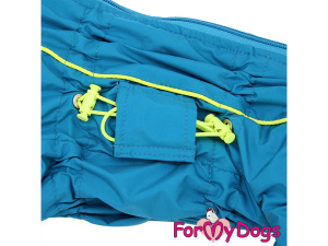  Nový typ zatepleného zimního overalu pro fenky LIGHT BLUE od For My Dogs, detail nastavovacích gumiček