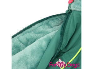  Nový typ zatepleného zimního overalu pro psy MAT GREEN od For My Dogs. Svršek nepromokavá membrána s teflonem, zateplený sinteponem (2)