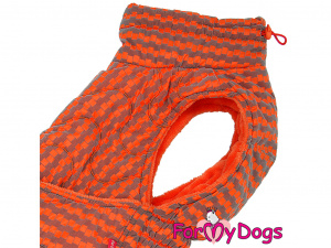  Zimní bunda pro psy i fenky jezevčíků FMD ORANGE CHESS, barva oranžová (detail)