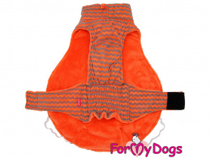  Zimní bunda pro psy i fenky jezevčíků FMD ORANGE CHESS, barva oranžová (detail podšívky)