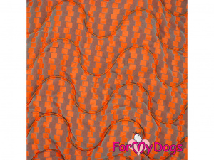  Zimní bunda pro psy i fenky jezevčíků FMD ORANGE CHESS, barva oranžová, detail vzoru