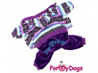  Obleček pro psy i fenky – velurový overal PURPLE WAVES, barva fialová (3)
