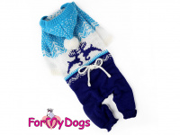  Obleček pro psy i fenky – pletený overal ForMyDogs BLUE REINDEER ze 100% akrylu pro ochranu před chladnějším suchým počasím.