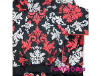  Obleček pro fenky malých až středních plemen – lehoučká pláštěnka BLACK/RED FLOWERS od ForMyDogs. Zapínání na druky na břiše, hladká podšívka. (6)