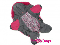  Obleček pro fenky – extra teplý zimní overal GREY and PINK od For My Dogs z voduodpuzujícího materiálu. Podšívka z umělé kožešinky, zateplený sinteponem. (3)