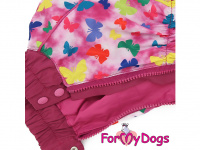  Obleček pro fenky jezevčíků – lehoučká pláštěnka BUTTERFLY PINK od ForMyDogs. Zapínání na zip na zádech, zvýšený límec. (5)