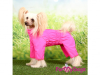  Obleček pro fenky – lehoučký elegantní overal DUSTER PINK od ForMyDogs. Vhodný i do suchého chladnějšího počasí nebo pro domácí nošení. (5)