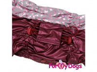  Obleček pro fenky – teplý zimní overal BURGUNDY SHINE od For My Dogs z voduodpuzujícího materiálu. Podšívka z umělé kožešinky, zateplený tenkým sinteponem. (4)