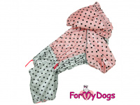  Zimní obleček pro fenky – lehoučký overal PINK/GREY POLKA DOT (3)