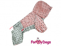  Zimní obleček pro fenky – lehoučký overal PINK/GREY POLKA DOT (4)