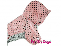  Zimní obleček pro fenky – lehoučký overal PINK/GREY POLKA DOT (5)