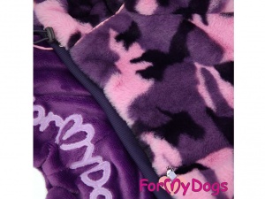 Obleček pro fenky – fialový zimní overal od FMD, detail