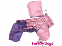  Obleček pro fenky malých až středních plemen – lehoučká pláštěnka PINK METALLIC od For My Dogs. Zapínání na zip na zádech, jemná podšívka, odepínací kapuce. (5)