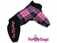  Obleček pro fenky west highland white teriérů, skotských teriérů a dalších – pláštěnka ForMyDogs BLACK/PINK. Zapínání na zip na zádech, hladká podšívka.