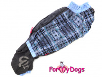  Obleček pro psy jezevčíků – teplý zimní overal BLUE KNITTED od ForMyDogs z voduodpudivého materiálu. Zapínání na zip na zádech, kožešinová podšívka. (2)