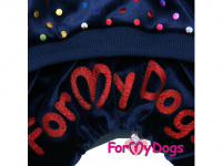  Obleček pro psy i fenky – lehoučký velurový overal s kapucí COLOURFUL DOTS od ForMyDogs. Vhodný i do suchého chladnějšího počasí nebo pro domácí nošení. (4)