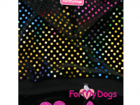  Obleček pro psy i fenky – lehoučký velurový overal s kapucí RAINBOW DOTS od ForMyDogs. Vhodný i do suchého chladnějšího počasí nebo pro domácí nošení. (3)