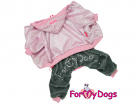  Obleček pro psy i fenky – overal SHIMMER PINK od ForMyDogs z tenkého úpletu s kapucí. Vhodný i do suchého chladnějšího počasí nebo pro domácí nošení.