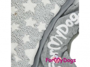 Obleček pro psy i fenky – šedý overal s hvězdami, detail (2)