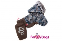 Obleček pro psy – teplý zimní overal BROWN CAMOUFLAGE od ForMyDogs. Vylepšené zapínání na zádech, odnímatelná kapuce, rukávy s vnitřní manžetou (3).