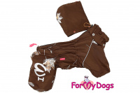 Obleček pro psy – teplý zimní overal GOLDEN LEAFod ForMyDogs. Vylepšené zapínání na zádech, odnímatelná kapuce, rukávy s vnitřní manžetou.