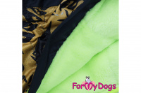 Obleček pro psy – teplý zimní overal LEAVES od ForMyDogs. Vylepšené zapínání na zádech, kožešinová podšívka, odnímatelná kapuce, rukávy s vnitřní manžetou. (4)