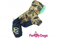 Obleček pro psy – teplý zimní overal LEAVES od ForMyDogs. Vylepšené zapínání na zádech, kožešinová podšívka, odnímatelná kapuce, rukávy s vnitřní manžetou. (3)