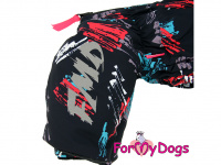   Zimní obleček pro psy od FMD – overal PAINT BLACK, černý s multicolor potiskem (2)