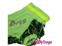  Obleček pro psy jezevčíků – lehoučká pláštěnka GREEN NEON od ForMyDogs. Zapínání na zip na zádech, zvýšený límec, reflexní prvky. (2)