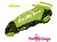  Obleček pro psy jezevčíků – lehoučká pláštěnka GREEN NEON od ForMyDogs. Zapínání na zip na zádech, zvýšený límec, reflexní prvky. (3)