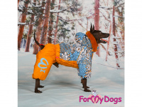   Obleček pro psy – sinteponem zateplený zimní overal TERRACOTA BLUE od ForMyDogs. Vylepšené zapínání na zádech, odnímatelná kapuce, hedvábná podšívka. FOTO 2