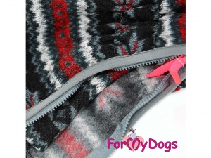 Obleček pro psy – šedý overal z měkké pleteniny, detail podšívky