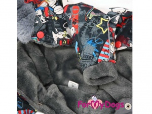 Obleček pro psy – šedý zimní overal s potiskem SNOOPY (3)